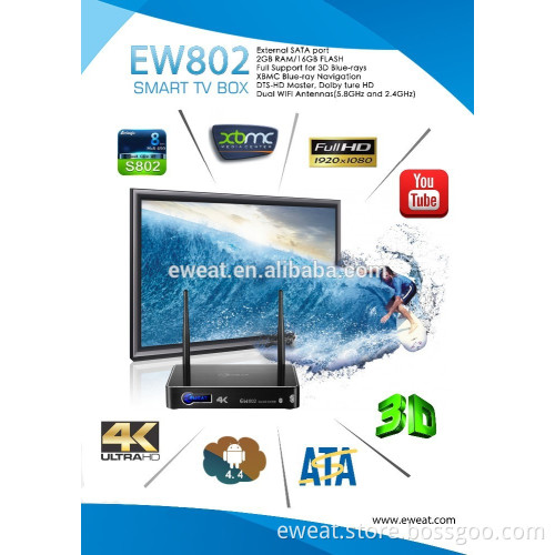 Amlogic S802 Android 4.4.2 Quad core 4k full hd 1080p porn video xbmc tv box